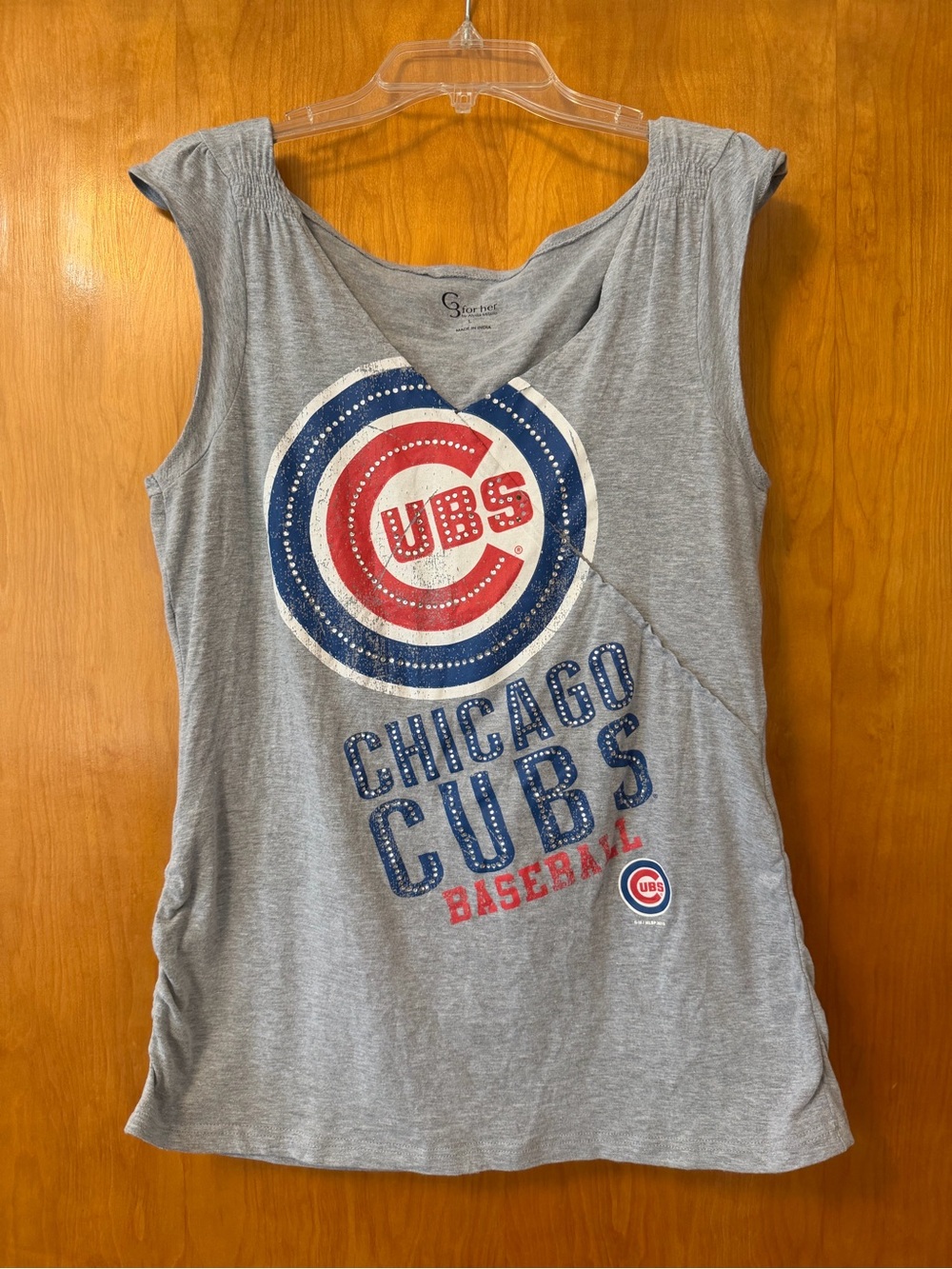 Chicago Cubs Graphic V-Neck Tank Top - Gray Size L